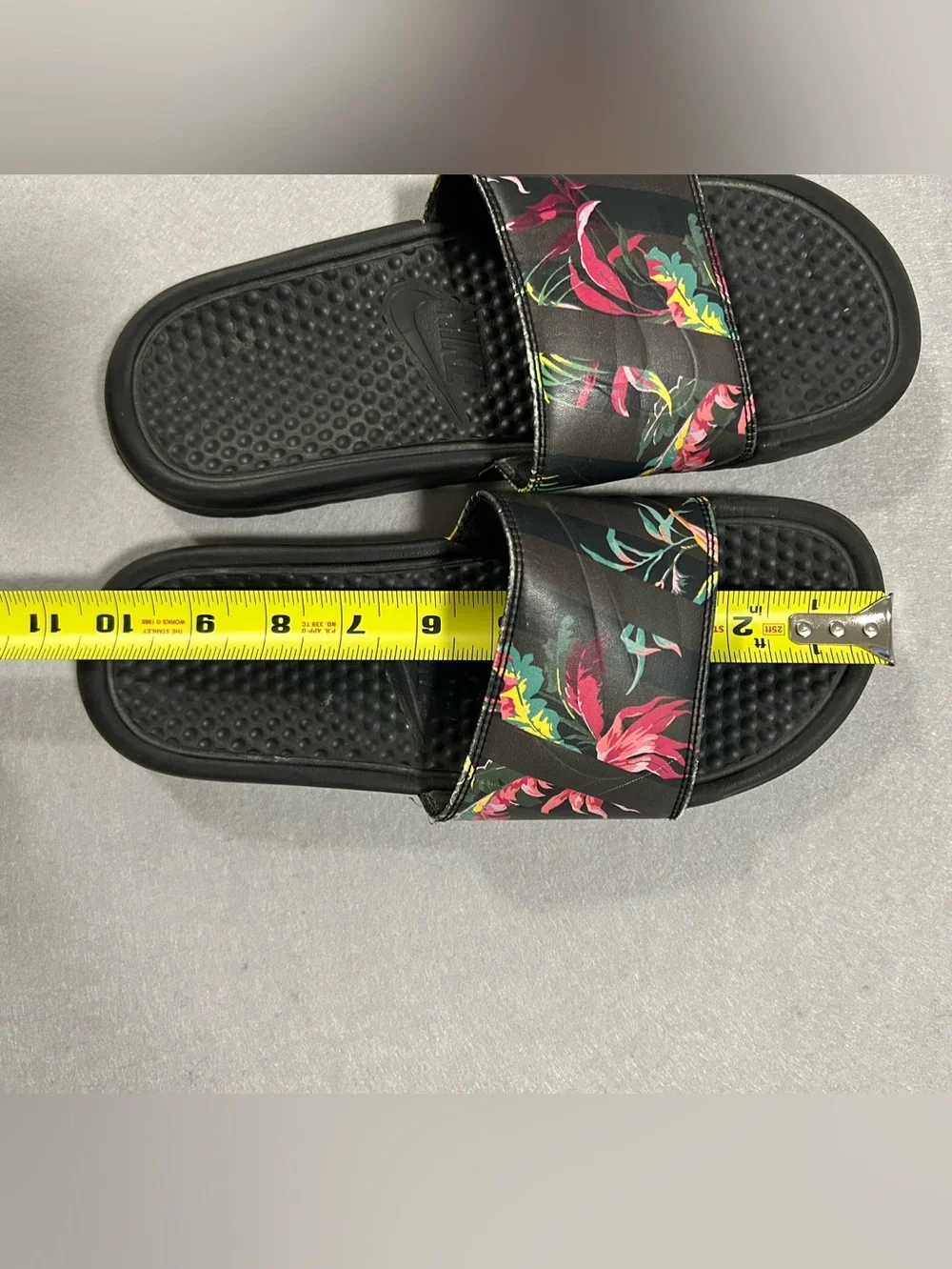Nike Benassi JDI Print Slide Black Tropical Floral Sandals Mens Size 7